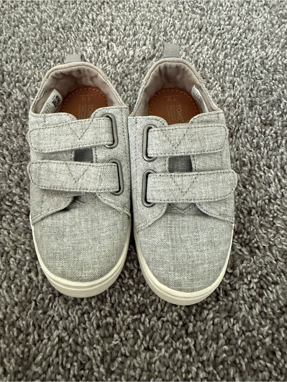 TOMS Kids Light Gray Canvas Velcro Sneakers